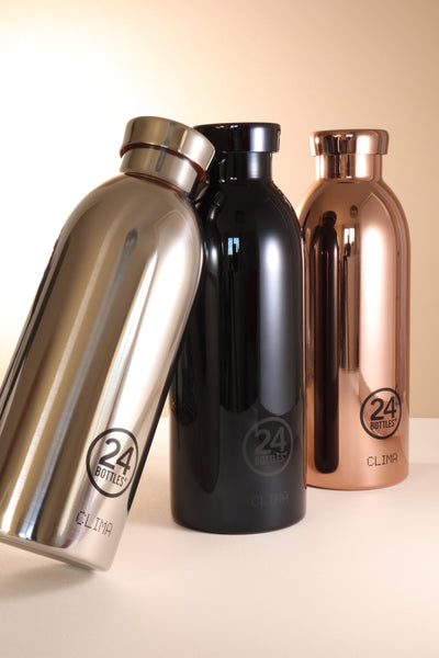 24Bottles Clima Bottle in Rose Gold - 500ml insulated stainless steel water bottle with 24-hour cold thermal technology, luxury finish for Lloyd & Paul