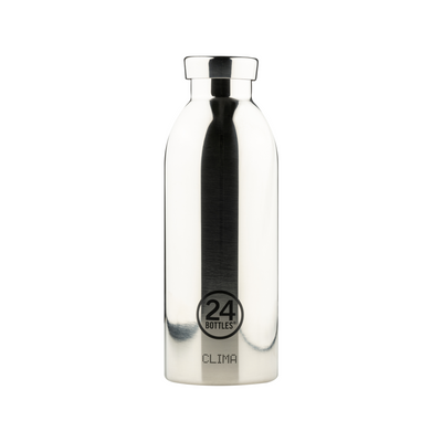 24Bottles Clima Bottle in Mirror Steel - 500ml insulated stainless steel water bottle with 24-hour cold thermal technology, luxury finish for Lloyd & Paul