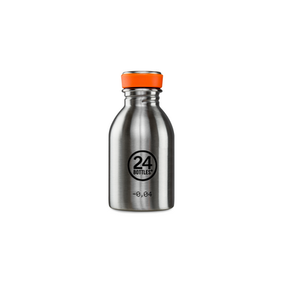 Small 24Bottles Urban 250ml Brushed Steel bottle - Ultra-lightweight mini stainless steel flask for handbags, available at Lloyd & Paul.