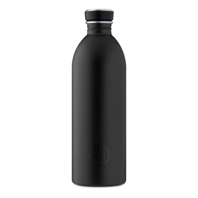 24Bottles Urban 1L Tuxedo Black bottle - Matte stone finish 1-litre lightweight reusable bottle, premium minimalist hydration by Lloyd & Paul.