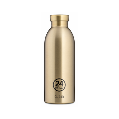 24Bottles Clima Bottle in Gold - 500ml insulated stainless steel water bottle with 24-hour cold thermal technology, luxury finish for Lloyd & Paul