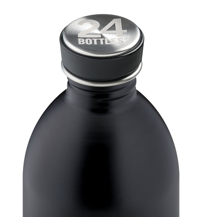 24Bottles Urban 1L Tuxedo Black bottle - Matte stone finish 1-litre lightweight reusable bottle, premium minimalist hydration by Lloyd & Paul.