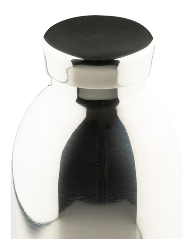 24Bottles Clima Bottle in Mirror Steel - 500ml insulated stainless steel water bottle with 24-hour cold thermal technology, luxury finish for Lloyd & Paul