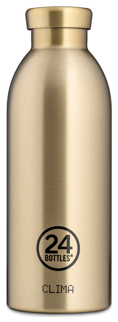 24Bottles Clima Bottle in Gold - 500ml insulated stainless steel water bottle with 24-hour cold thermal technology, luxury finish for Lloyd & Paul