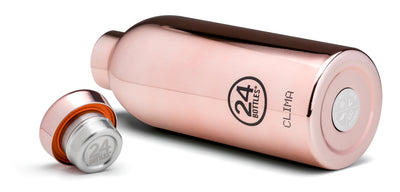 24Bottles Clima Bottle in Rose Gold - 500ml insulated stainless steel water bottle with 24-hour cold thermal technology, luxury finish for Lloyd & Paul