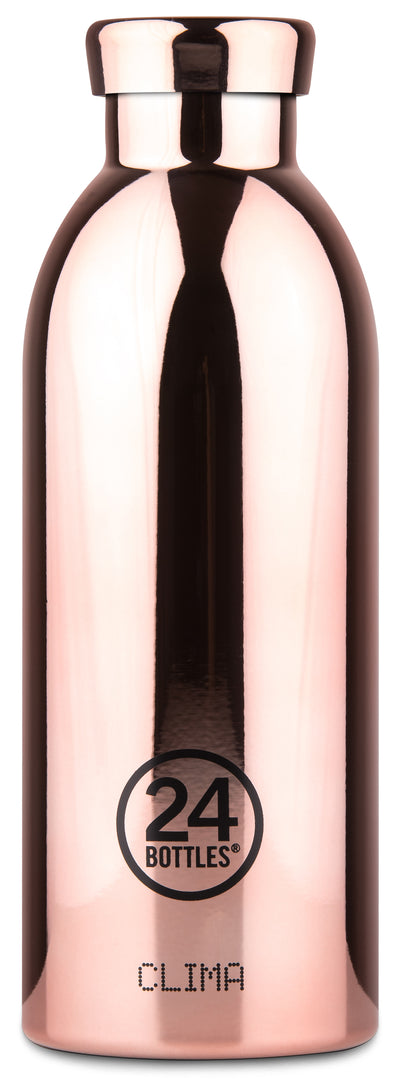 24Bottles Clima Bottle in Rose Gold - 500ml insulated stainless steel water bottle with 24-hour cold thermal technology, luxury finish for Lloyd & Paul