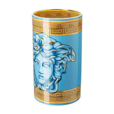 LLOYD AND PAUL HOME LUXURIES VERSACE MEDUSA AMPLIFIED BLUE COIN VASE