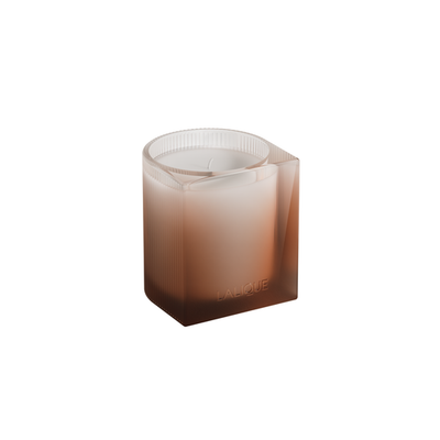 Candle in a Lalique container on a white background. La Verrerie, Scented Candle